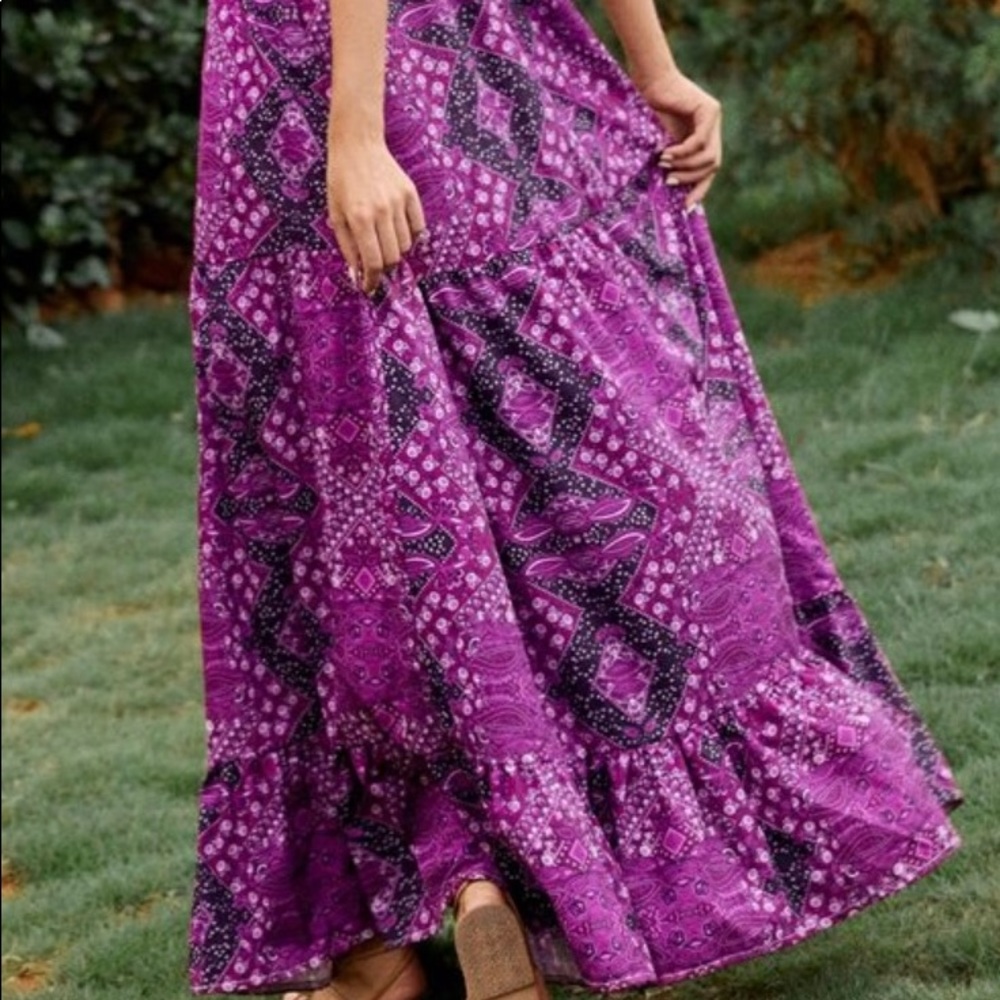 Bohemian Boho Gypsy Ruffle Cami Maxi Dress - Picture 6 of 8